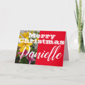 Pink Lily Blume Frohe Weihnachtsfrauen Name Card Karte (Vorderseite)