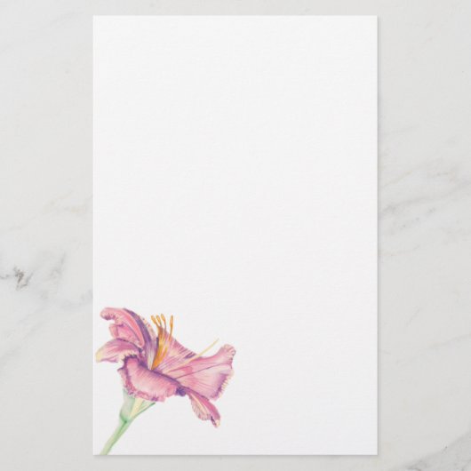 Pink Lily Blume Gemälde Briefpapier (Vorderseite)