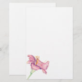 Pink Lily Blume Gemälde Briefpapier (Vorne/Hinten)