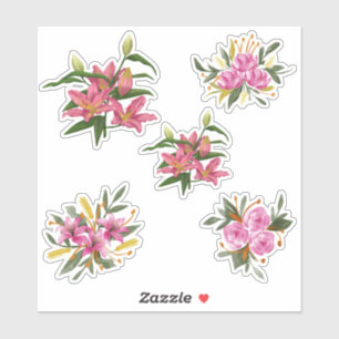 Pink Lily Blume individuell zugeschnittenes Vinyl  Aufkleber
