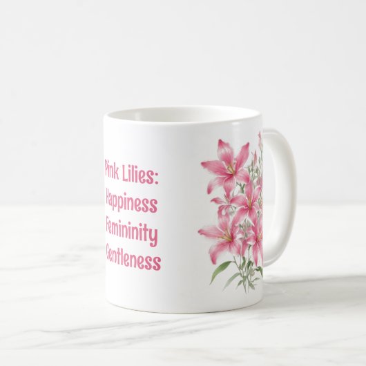 Pink Lily Blume Kaffeetasse (VorderseiteRechts)