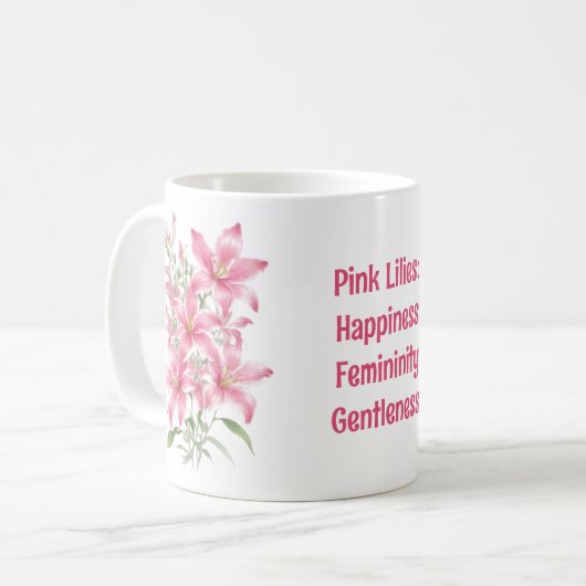 Pink Lily Blume Kaffeetasse (Vorderseite Links)