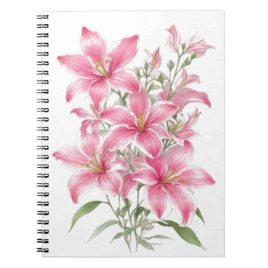 Pink Lily Blume Notizblock (Vorderseite)