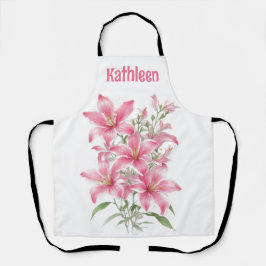 Pink Lily Blume Personalisiert Schürze