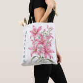 Pink Lily Blume Personalisiert Tasche (Von Nahem)