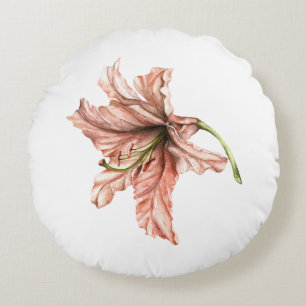 Pink Lily Blume Rundes Kissen