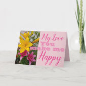 Pink Lily Blume Sie machen mich glücklich Geburtst Karte (Vorderseite)