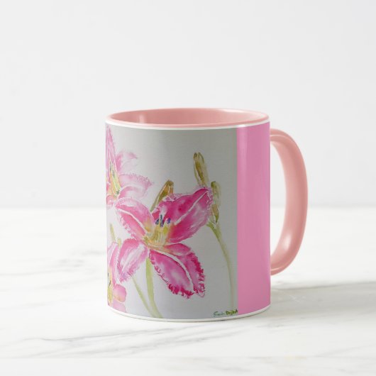 Pink Lily Blume Tasse (VorderseiteRechts)