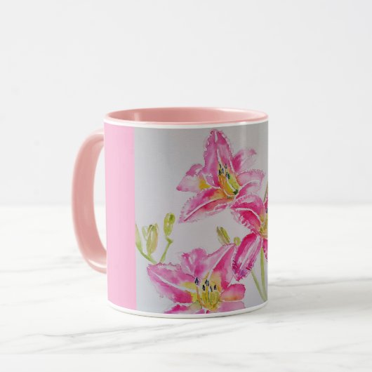 Pink Lily Blume Tasse (Vorderseite Links)