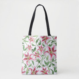 Pink Lily Blume - Vintage Blütenlilien Tasche
