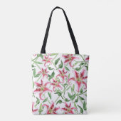 Pink Lily Blume - Vintage Blütenlilien Tasche (Rückseite)