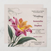 Pink Lily Blume Wedding Einladung (Vorne/Hinten)