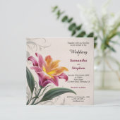 Pink Lily Blume Wedding Einladung (Stehend Vorderseite)