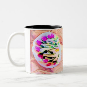 Pink Lily Blume Zweifarbige Tasse