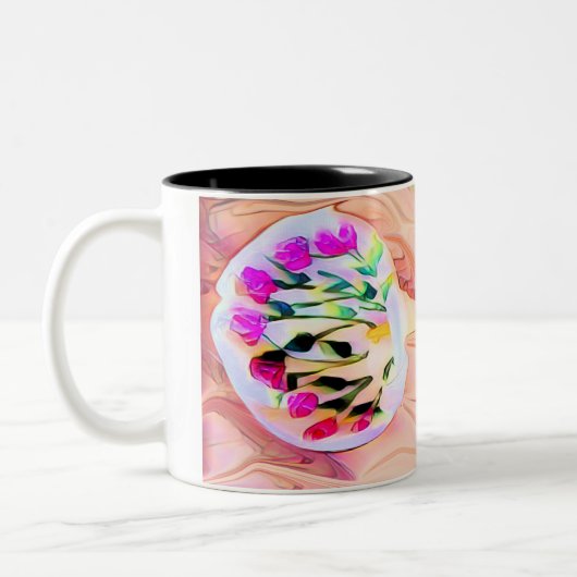 Pink Lily Blume Zweifarbige Tasse (Links)