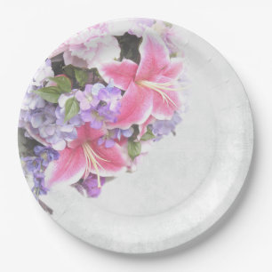 Pink Lily Bouquet Pappteller