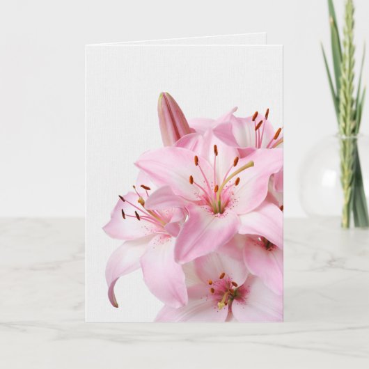 Pink Lily Bouquet Sympathy Card Karte (Vorderseite)