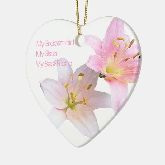 Pink Lily Bridesmaid Keramik Ornament (Links)