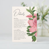 Pink Lily Floral Modern QR Code Wedding Details Begleitkarte (Stehend Vorderseite)