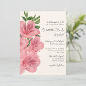 Pink Lily Floral Modern Wedding Invitation Einladung (Stehend Vorderseite)