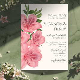 Pink Lily Floral Modern Wedding Invitation Einladung