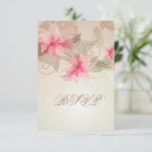Pink Lily Floral RSVP Karte (Stehend Vorderseite)