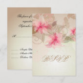 Pink Lily Floral RSVP Karte (Vorne/Hinten)