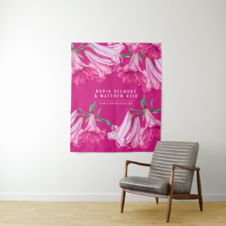  Pink lily floral wedding custom backdrop Wandteppich