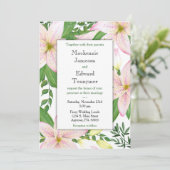 Pink Lily Floral Wedding Lilies Einladung (Stehend Vorderseite)