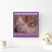 Pink Lily Impressions Quadratische Wanduhr (Zuhause)