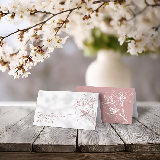 Pink Lily Kontur eingewickelt Platzkarte