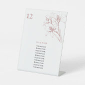 Pink Lily Kontur Hochzeit Tischnummern Sockelschild (Vorderseite)