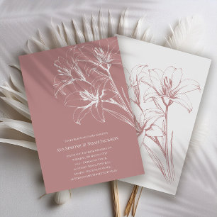 Pink Lily Kontur Wedding Einladung