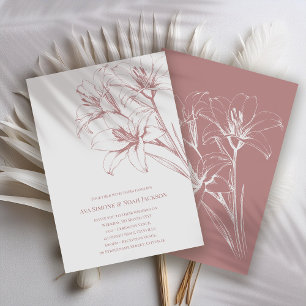 Pink Lily Kontur Wedding Einladung