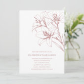 Pink Lily Kontur Wedding Einladung (Stehend Vorderseite)