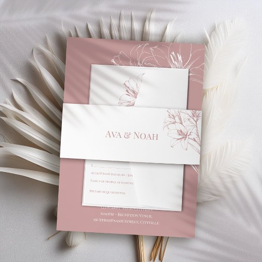 Pink Lily Kontur Wedding Einladungsbanderole