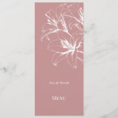 Pink Lily Kontur Wedding Menükarte (Vorderseite)