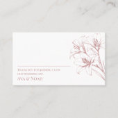 Pink Lily Kontur Wedding Platzkarte (Vorderseite)