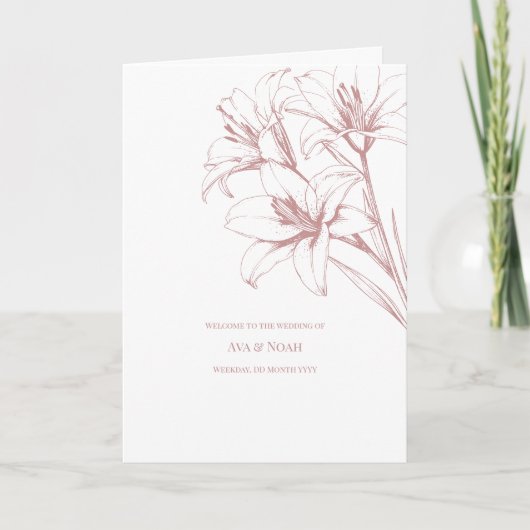 Pink Lily Kontur Wedding Programm (Vorderseite)