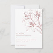 Pink Lily Kontur Wedding RSVP Karte (Vorderseite)