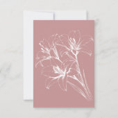 Pink Lily Kontur Wedding RSVP Karte (Rückseite)