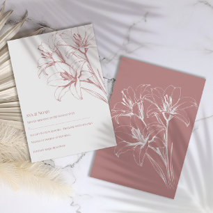 Pink Lily Kontur Wedding RSVP Karte