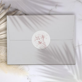 Pink Lily Kontur Wedding Runder Aufkleber