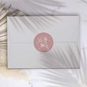 Pink Lily Kontur Wedding Runder Aufkleber