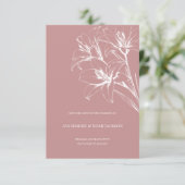 Pink Lily Kontur Wedding Save The Date (Stehend Vorderseite)