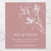 Pink Lily Kontur Wedding Weinetikett (Einzelnes Label)