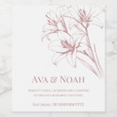 Pink Lily Kontur Wedding Weinetikett (Einzelnes Label)
