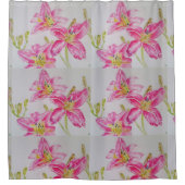 Pink Lily Lilien Aquarellbilder Duschvorhang (Vorderseite)