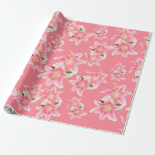 Pink Lily Matte Wrapping Paper Geschenkpapier (Ungerollt)