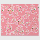 Pink Lily Matte Wrapping Paper Geschenkpapier (Flach)